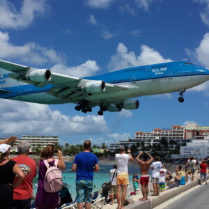 KLM Jumbo Jet Landing over Maho Beach